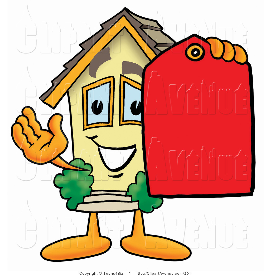 Avenue Clipart of a Home Mascot Cartoon Character Holding a Red ...