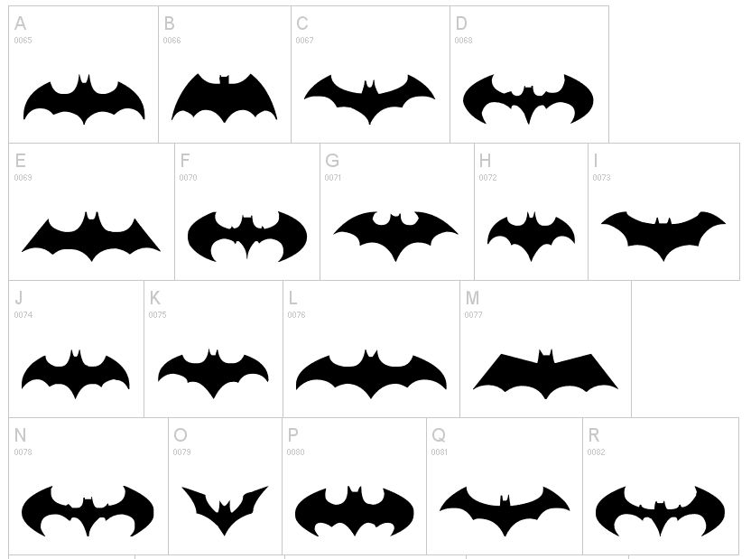 All Batman Logo Designs Dingbats | Dingfonts.com