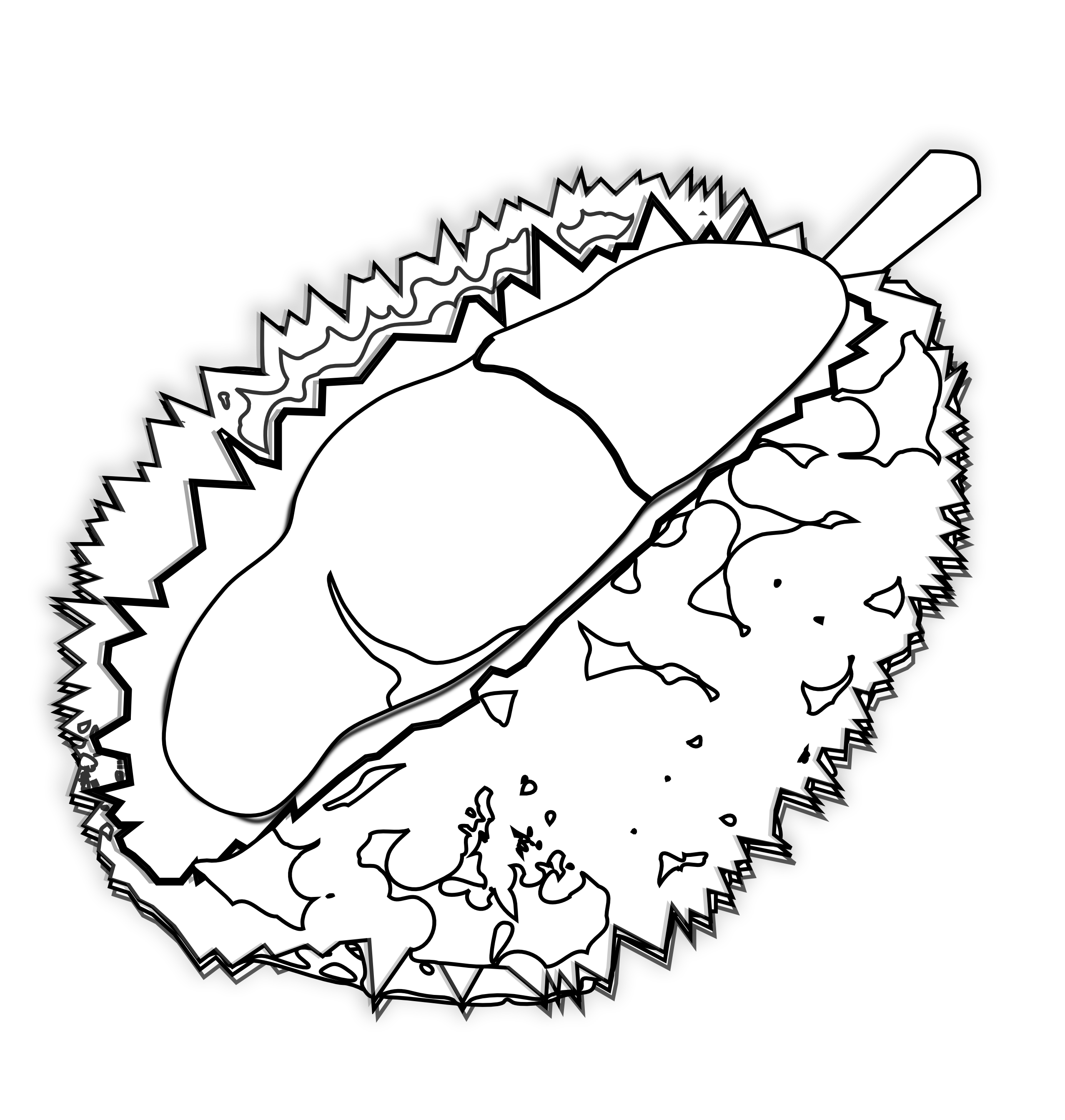food durian durian black white line art scalable vector graphics ...