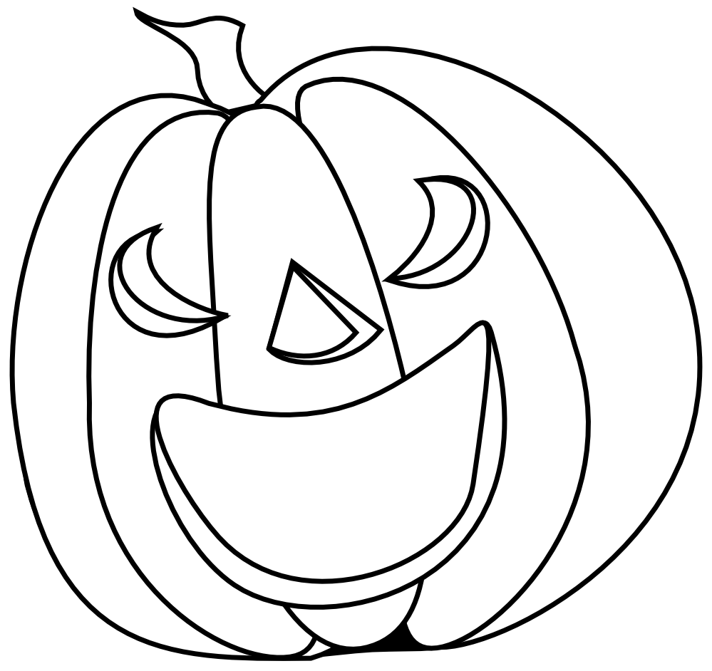 Halloween Pumpkin Smile Halloween Black White Line Art Coloring ...