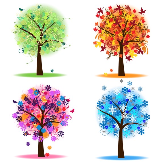 Four Seasons Trees Clipart Clip Art Spring Summer by PinkPueblo