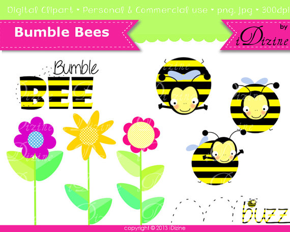Little Bumble Bees Clipart Personal & Commercial use by iDizine
