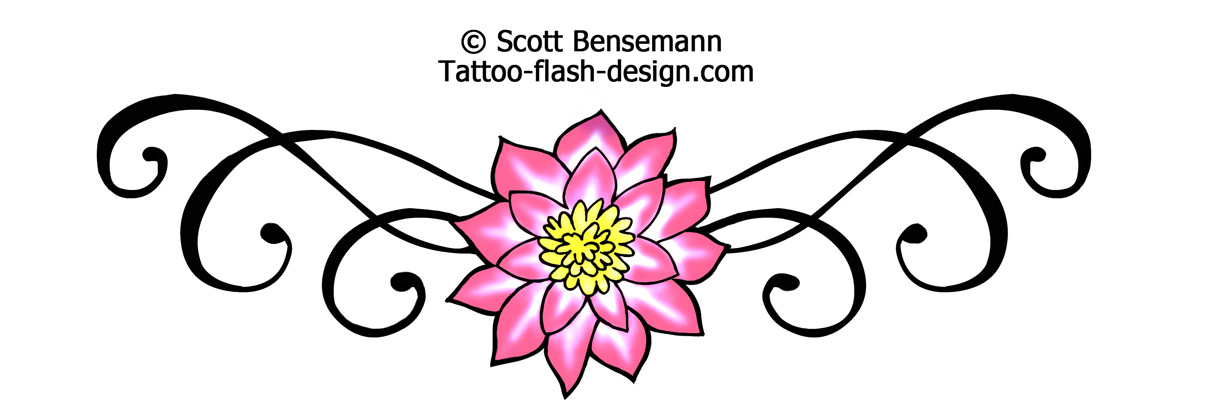 lotus flower tattoo tramp stamp lower back design flash