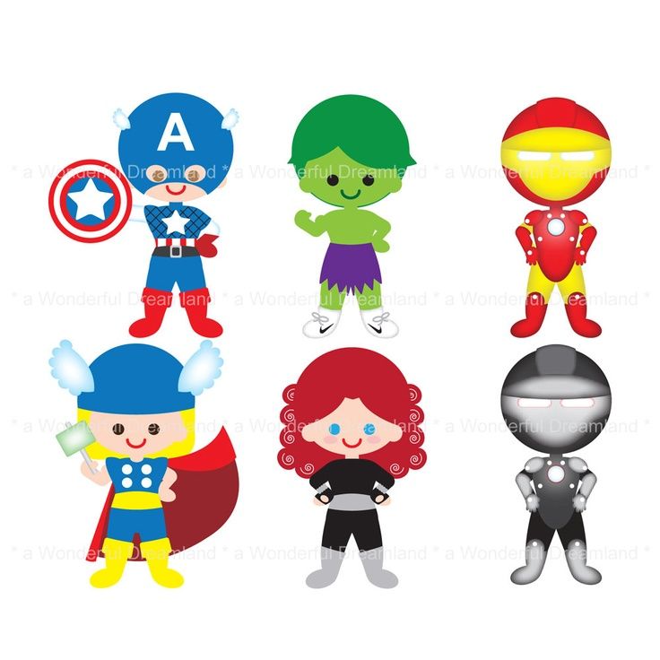 Printable Clip Art Digital PDF PNG File - Superhero Avenger Kids Boy