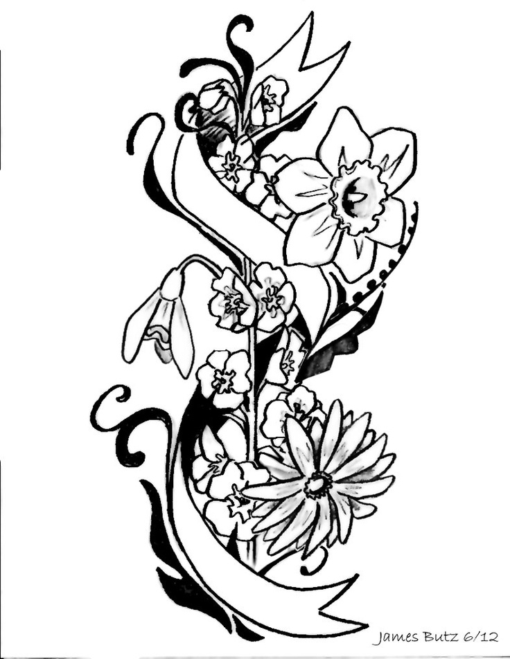 Flower tattoo sketches | Tattoo | Pinterest