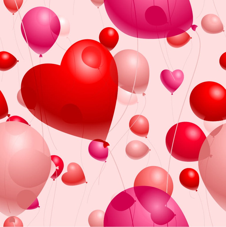 Romantic Heart-Shaped Balloons Valentine's Day Vector Illustration ...