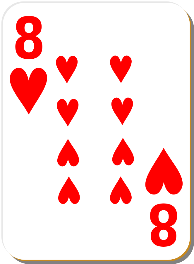 White Deck 8 of Hearts Clipart, vector clip art online, royalty ...