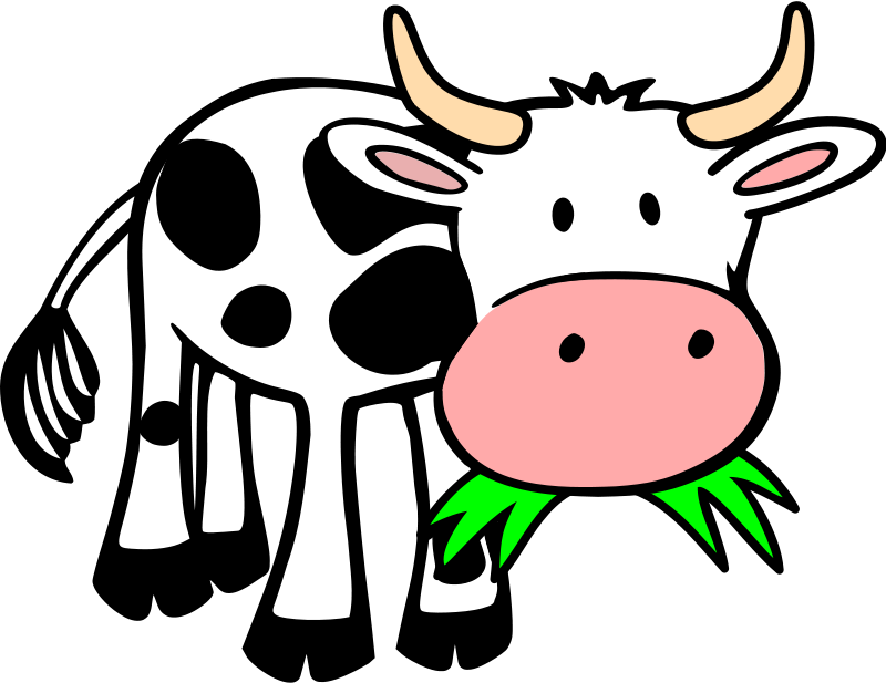 Free Cartoon Cow Eating Grass Clip Art
