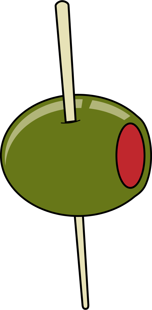 green olive on a toothpick - vector Clip Art