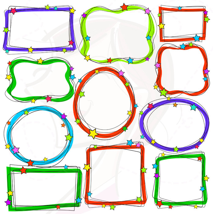 Doodle Frames Borders Clipart Digital Doodles by MayPLDigitalArt