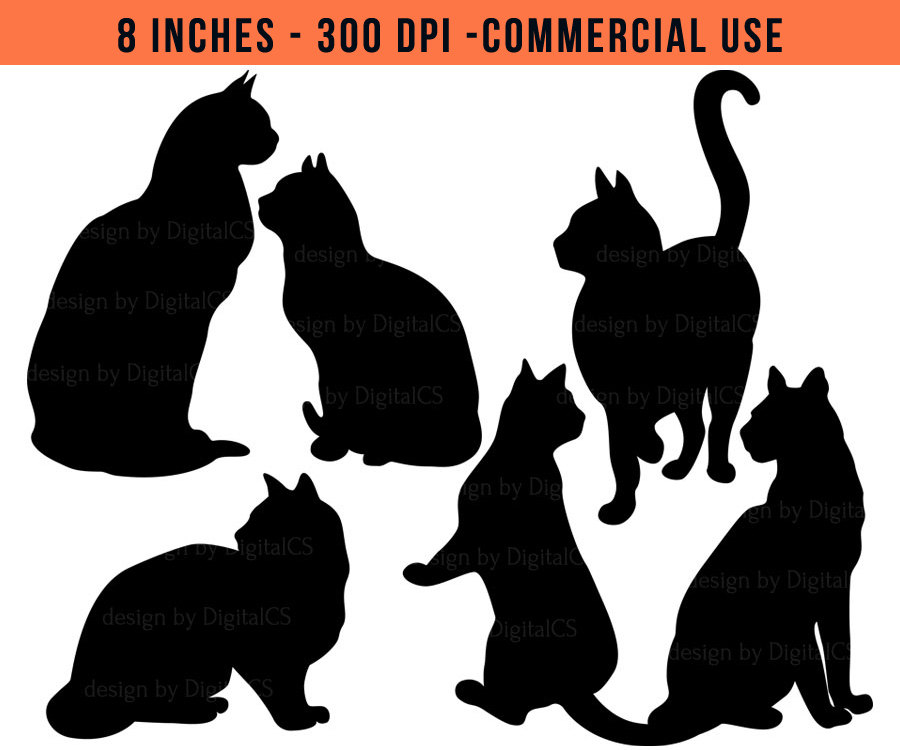 Popular items for black cat clip art on Etsy