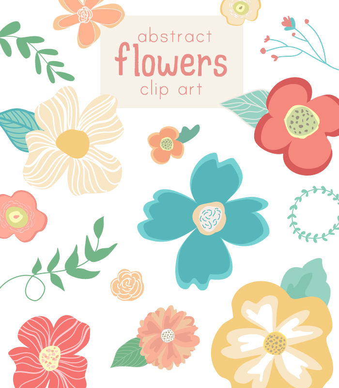 Cute Flower Vector Clip Art- Abstract Flowers
