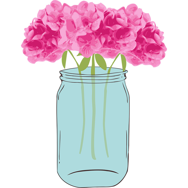 Floral Vector with Mason Jar Clip Art | Pixel Candy Paperie
