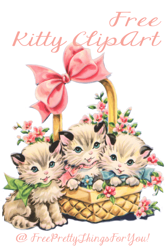 Free Vintage Kitty Cat Clip Art - Free Pretty Things For You