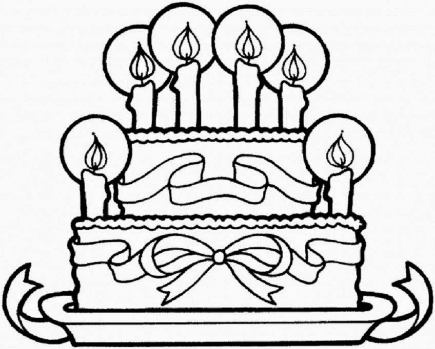Colour Drawing Free Wallpaper: Birthday Cake Printable Coloring ...