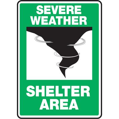 NS® Signs Severe Weather Shelter Area with Graphic Safety Sign ...