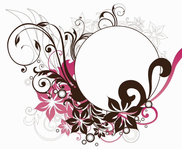 Circle Frame with Floral Decorations Vector Graphic | Free Vector ...