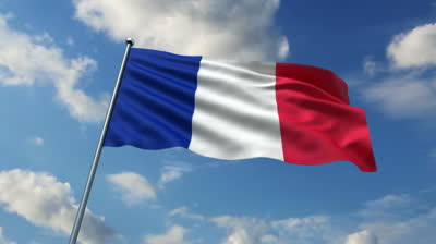 French Flag Waving Against Time-lapse Clouds Background Stock ...