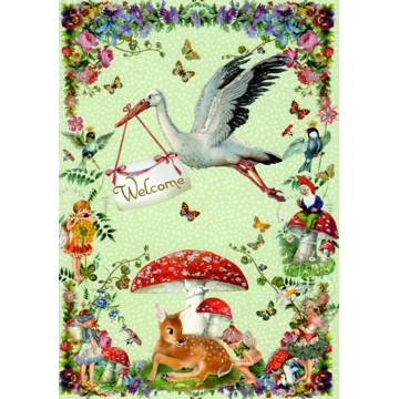 Barbara Behr Stork New Baby Greetings Card