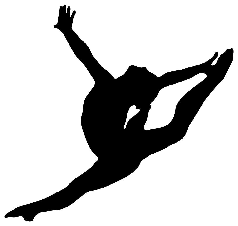 Gymnastics Silhouette Style Graceful Leap - 12"W x 11"H - Peel and ...