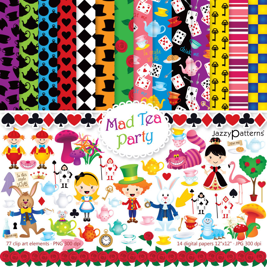 Alice Adventures In Wonderland clipart and by JazzyPatterns