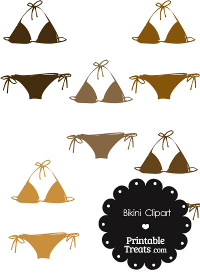 Bikini Clipart in Shades of Brown