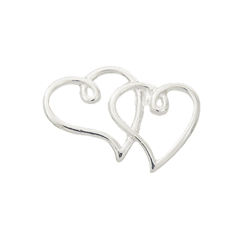 Silver Pewter Double Heart Connector, 22x35mm | Auntie's Beads