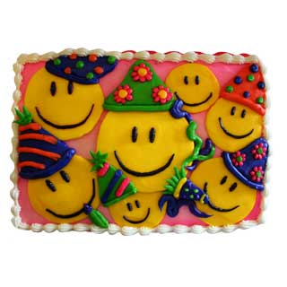 Happy Faces with Party Hats | Cakes Decorated - Retro | Deerfields ...