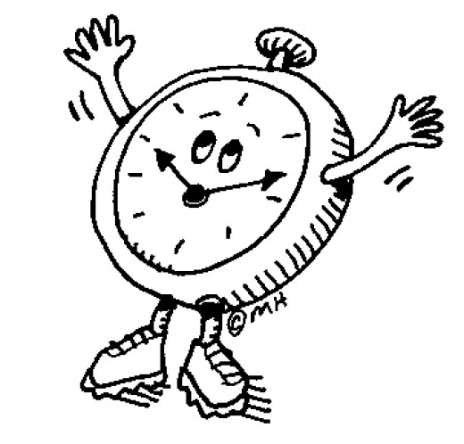 Cartoon clock - coffee in a cup