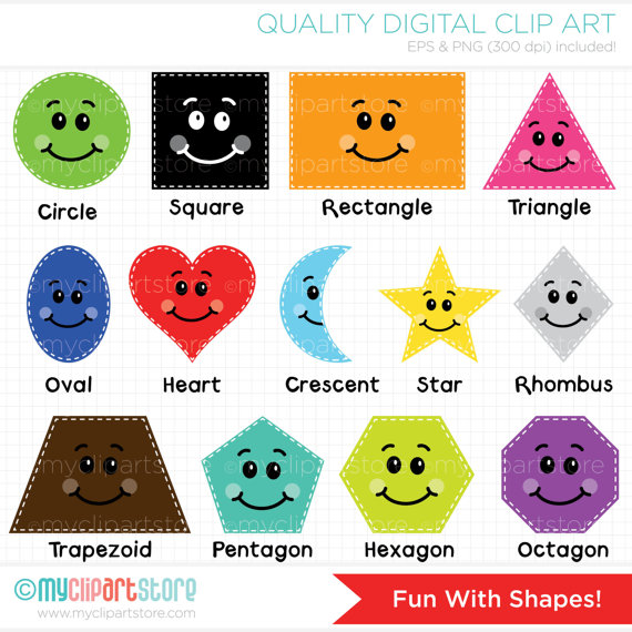 Fun With Shapes Educational / Teachers Clip Art by MyClipArtStore