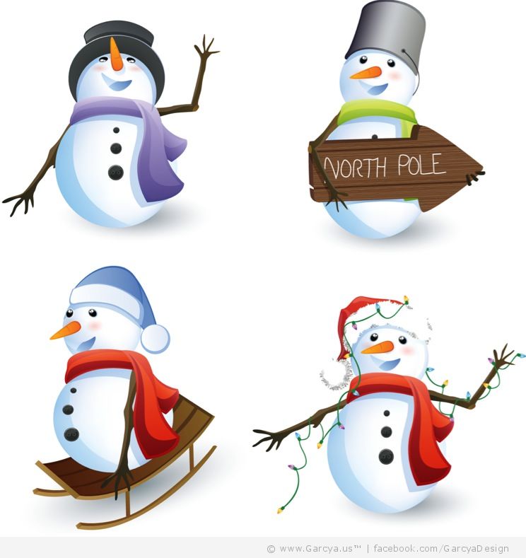 North Pole and Snowmen Premium Vectors | Colourless Design