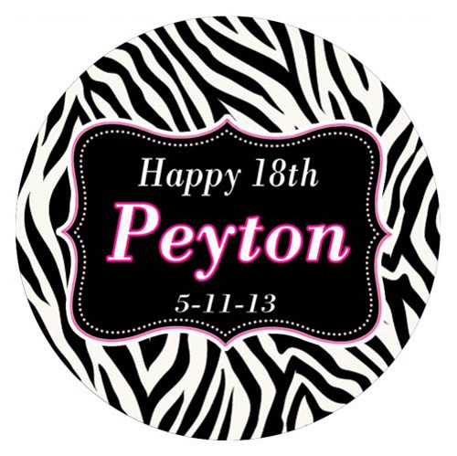 Pink Zebra Round Stickers Party Favors, Gift Tags, Address label ...