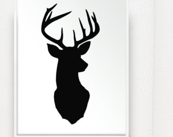 Items similar to Deer Head Silhouette Print - Deer Oh Deer - 8x10 ...