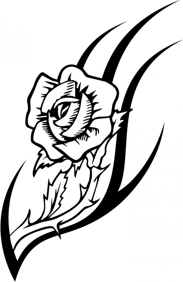 Working Sheet Of A Rose Tattoo 214508 Tattoos Coloring Pages