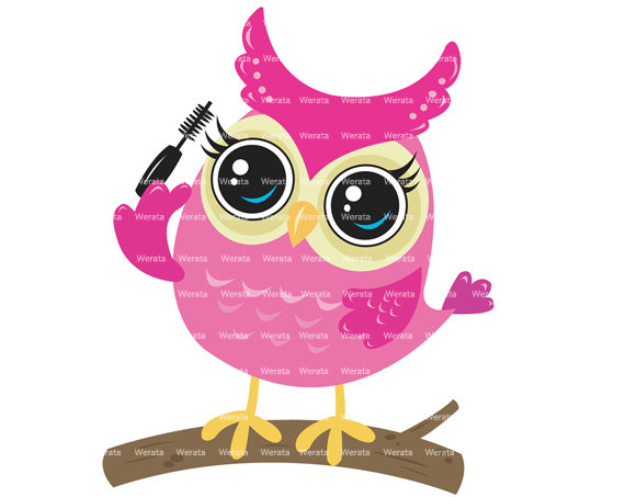 pink owl clip art owl on branch clipart digital clipart by Werata