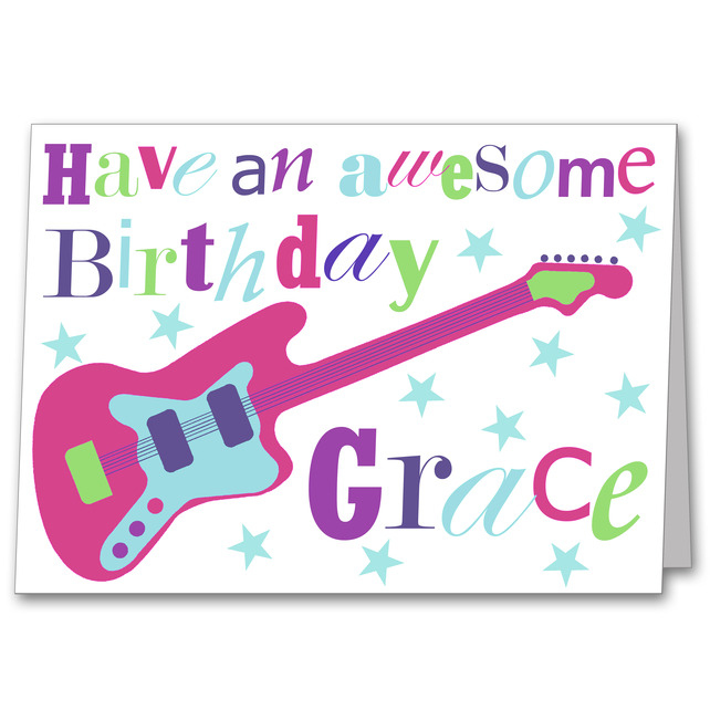 Girls Guitar Personalised Birthday Card. - Folksy | Craft Juice ...