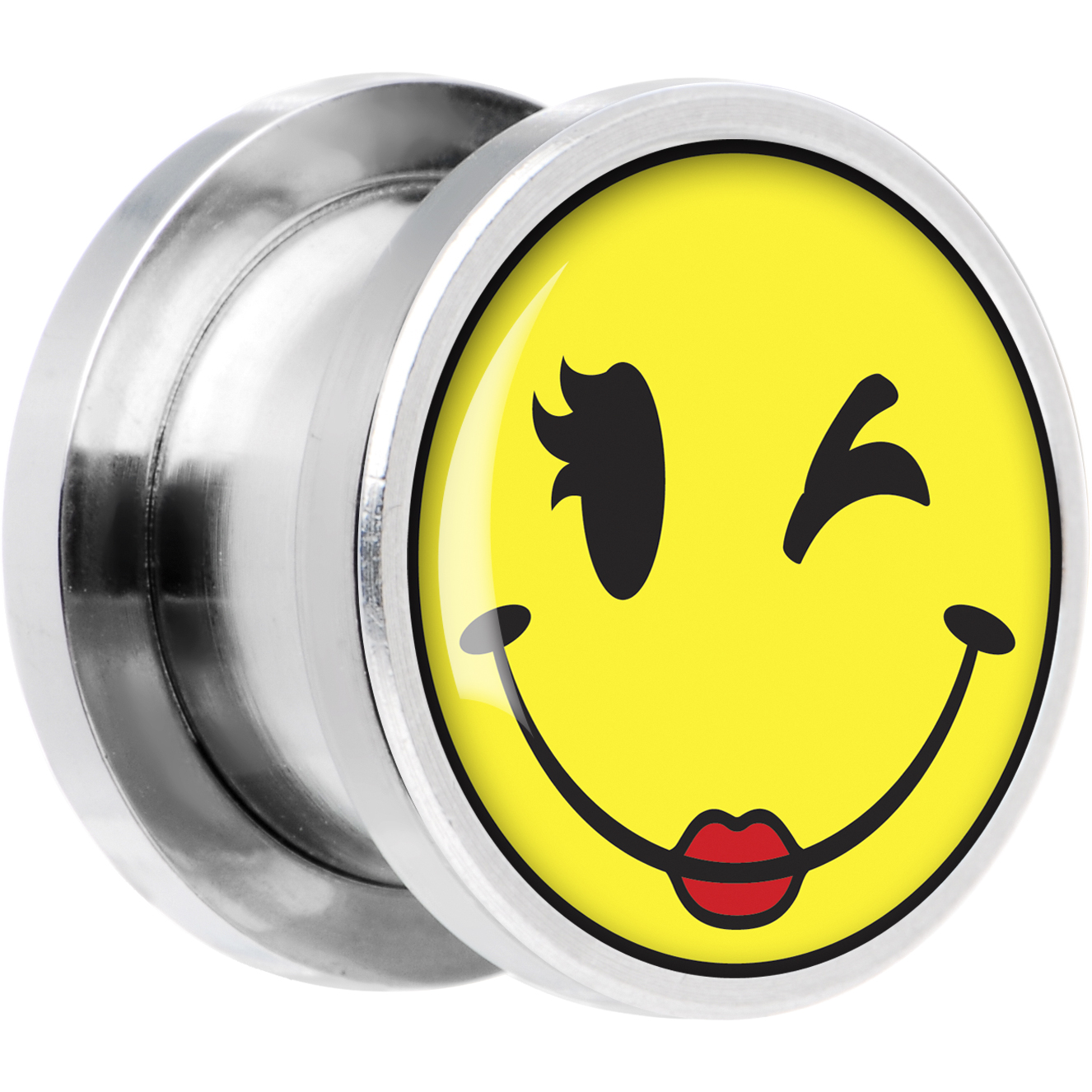 20mm Steel Flirtatious Smiley Face Screw Fit Plug | Body Candy ...