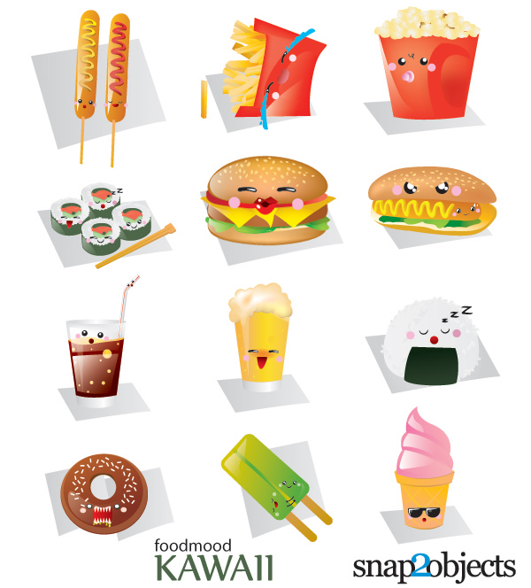 Free Vector Kawaii Fast Food | Food Vector Graphics Free Download