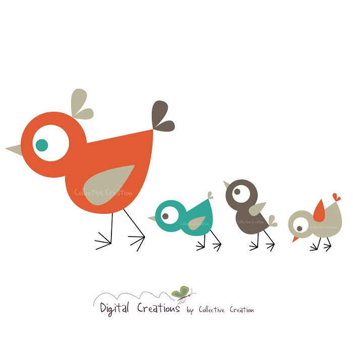 Mother Hen and her Chicks Digital Clipart - Commercial and ...