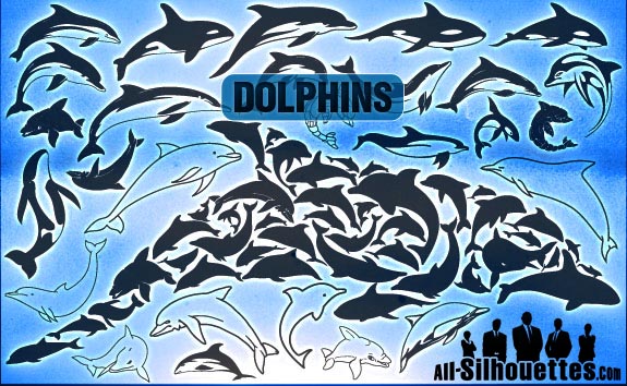 Vector Dolphins - All-Silhouettes