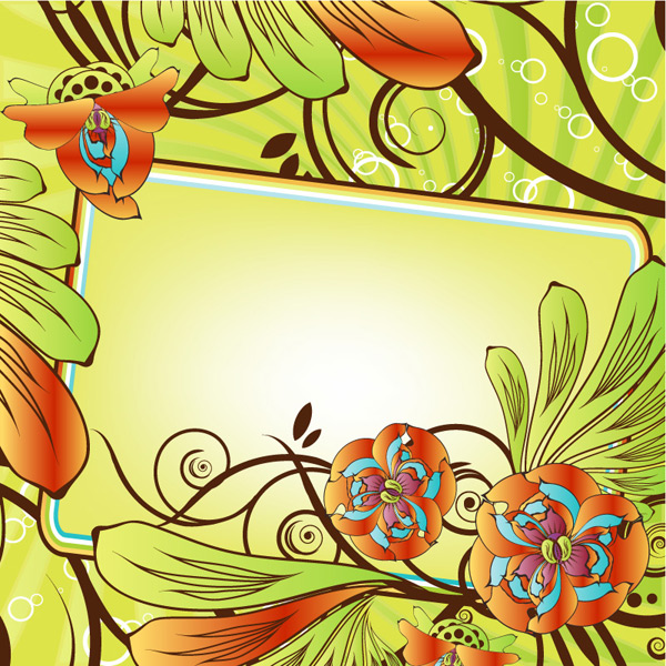 Beautiful flowers decorative frame vector - Vector Frames ...