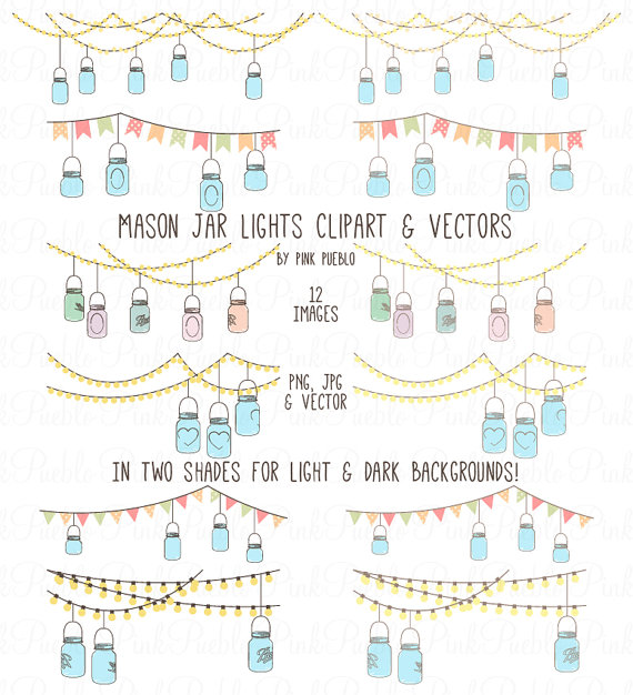 Mason Jar Clip Art Clipart Glass Jar Mason Jar by PinkPueblo