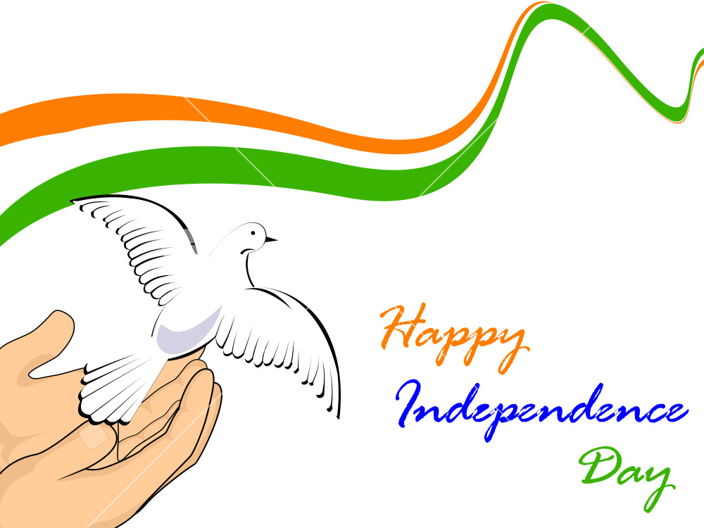 Vector Illustration Of Indian National Flag With Flying Pigeons On ...