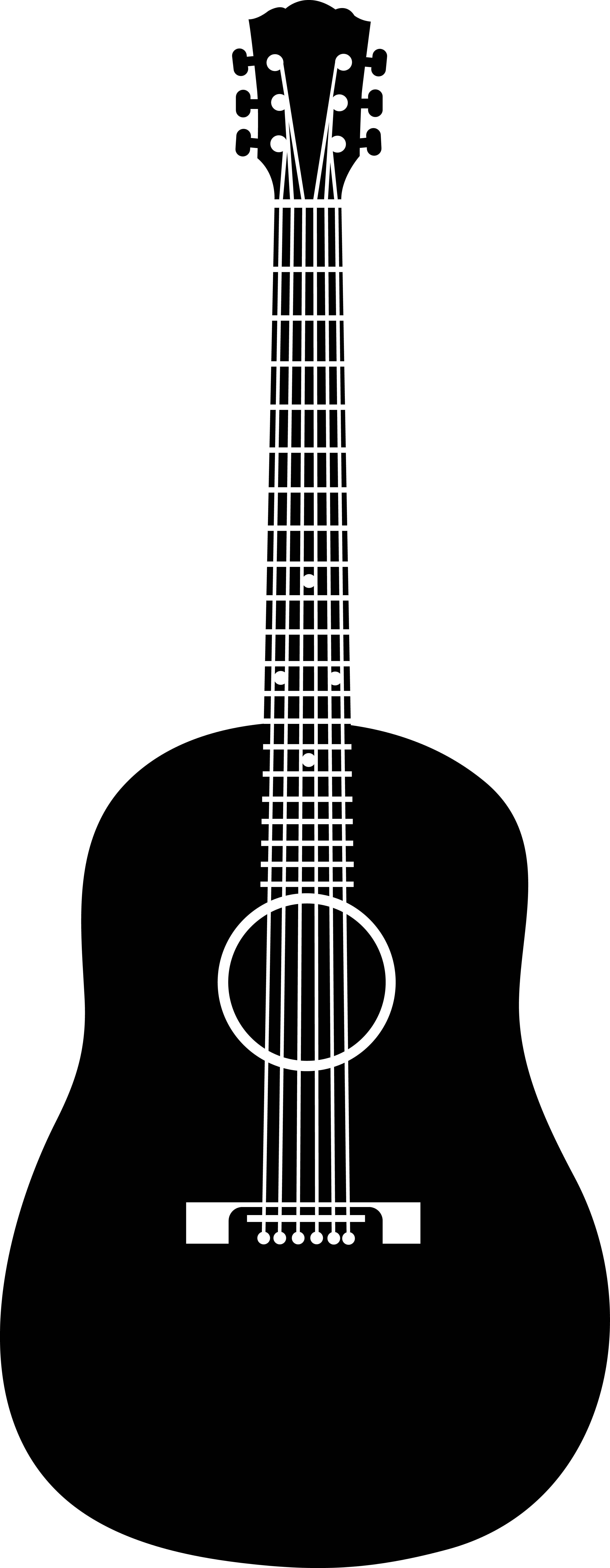 Black Acoustic Guitar Silhouette - Free Clip Art