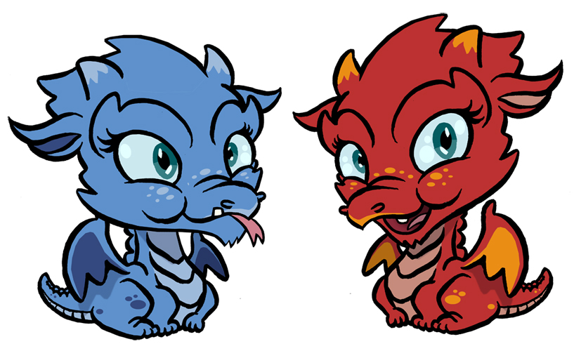 Blue and Red Baby Dragons by borogove13 on DeviantArt