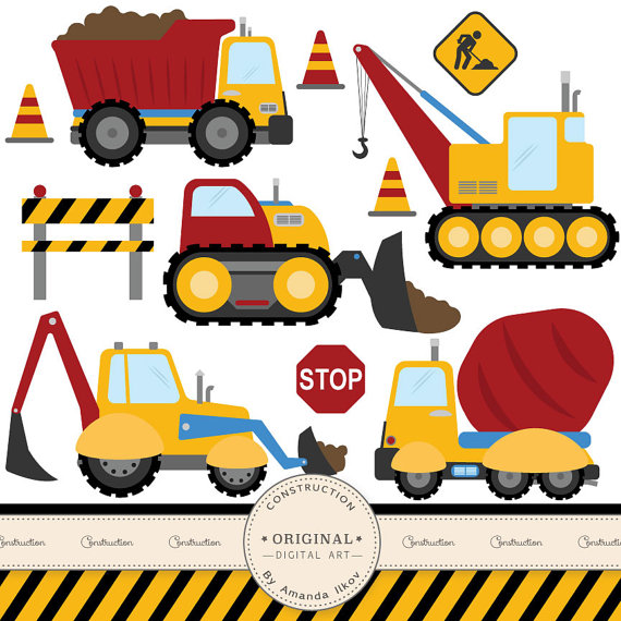 Premium Construction Clipart for Digital Scrapbooks by AmandaIlkov