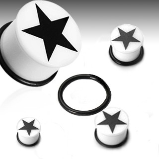 Body Jewelry Company | Hollywood Logo Plug, Black Star, 0G - 3/4 ...
