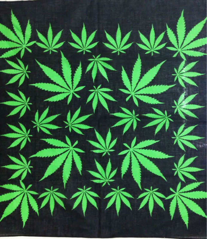 Free Shipping 2015 100% Cotton New Green Weed leaf Bandana ...