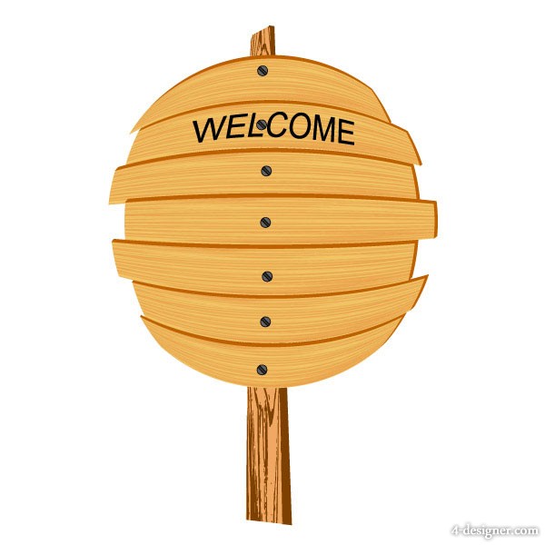 4-Designer | Cartoon wood sign 05 Vector