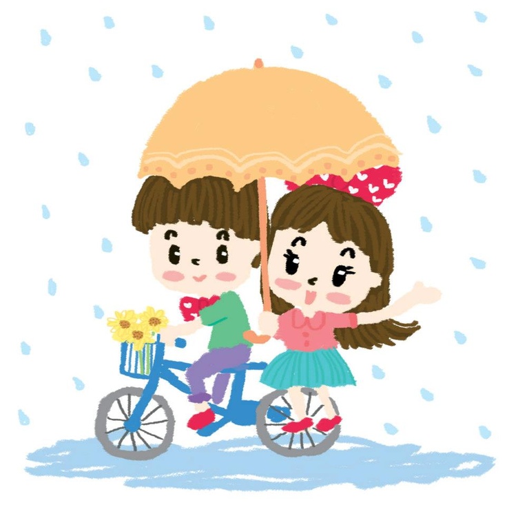 Sweet in Rainy Day. #illustration #karnbua #kids #cartoon | My ...